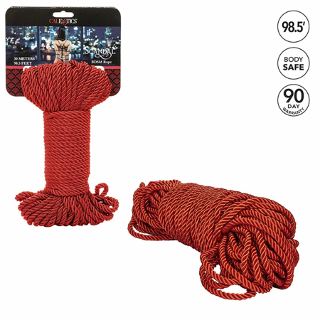 CalExotics Scandal Red Bondage Rope 30m - Silky Cotton Blend, Durable