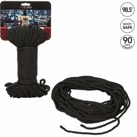 CalExotics Scandal Black 30m Bondage Rope - Soft Cotton & Polyester Blend