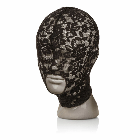 CalExotics Scandal Lace Hood Black - Elegant Sensory Play Mask Polyester