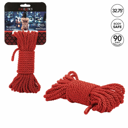 CalExotics Scandal Red Bondage Rope 10m - Soft Cotton-Polyester, Durable