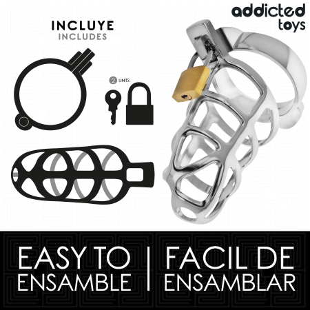 Addicted Toys Silver Lock Metal Chastity System S - Secure Cage Design