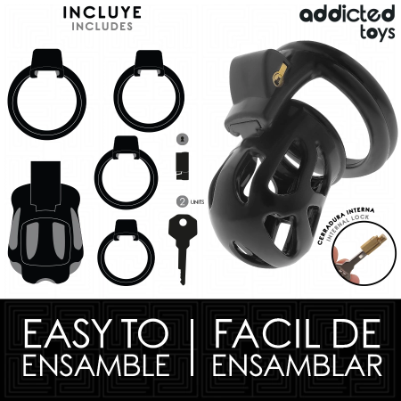 ADDICTED TOYS Locked Silent Keep Chastity System 7.5cm Black Set