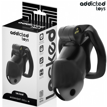 Addicted Toys Locked Chastity Device Midnight Cell Size M 4.2cm Black