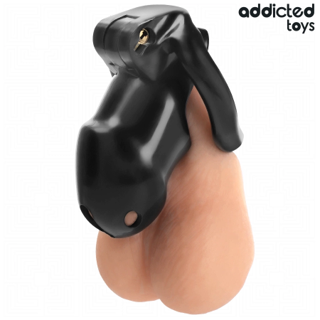 Addicted Toys Locked Chastity Device Midnight Cell Size M 4.2cm Black