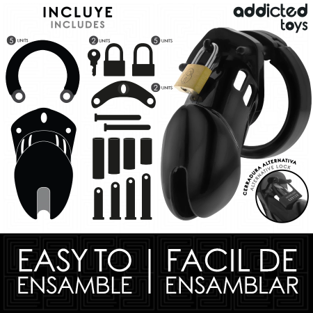 Addicted Toys Locked Obsidian Hold Intimate Cage Size M, Adjustable System