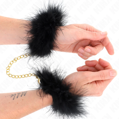 KINK Feather Wrist Cuffs with Gold Chain - Elegant Adjustable Restraint