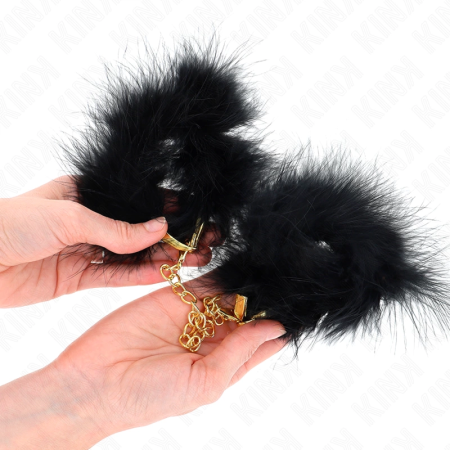KINK Feather Wrist Cuffs with Gold Chain - Elegant Adjustable Restraint