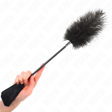 KINK Ostrich Feather Tickle Wand with Lace Handle 56 cm - Black Elegance