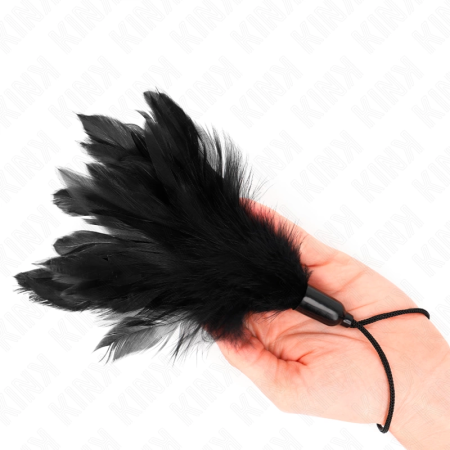 KINK Tickle Feather Wand with Rope Handle, 15 cm, Black-Red