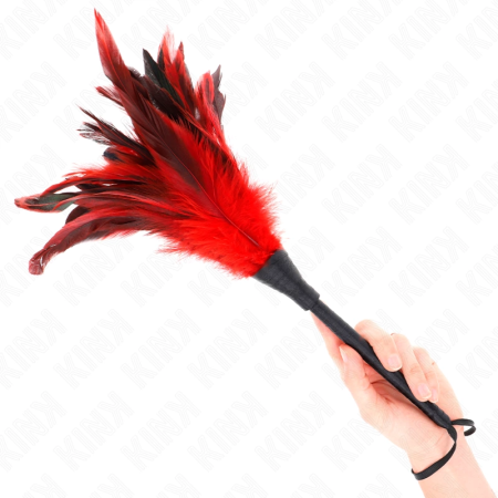 KINK Red Horn-Shape Feather Sensory Duster 36cm - Soft Touch, Elegant Design