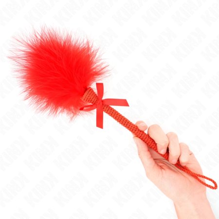 KINK Nylon Rope Wand with Tickle Feathers & Decorative Red Bow 25cm