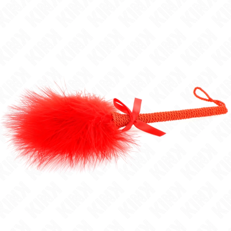 KINK Nylon Rope Wand with Tickle Feathers & Decorative Red Bow 25cm