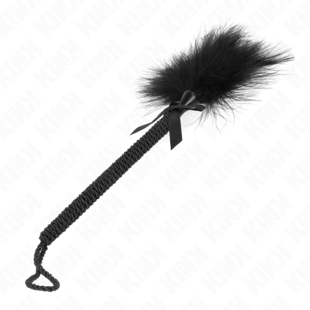 KINK Nylon Rope Wand with Tickle Feathers & Decorative Bow 25cm Black