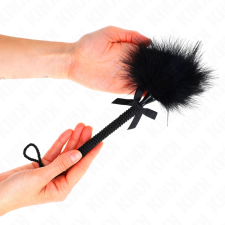 KINK Nylon Rope Wand with Tickle Feathers & Decorative Bow 25cm Black