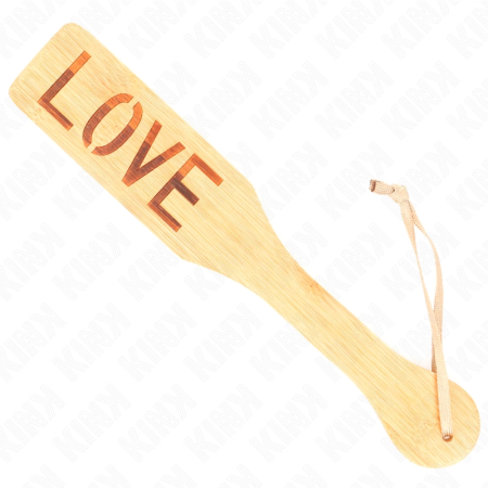 KINK Bamboo Paddle LOVE 32x5.5cm - Engraved Impact Tool, Natural Wood