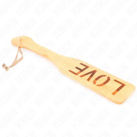 KINK Bamboo Paddle LOVE 32x5.5cm - Engraved Impact Tool, Natural Wood