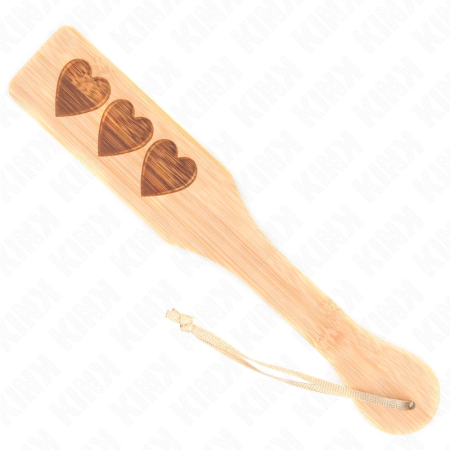 KINK Bamboo Paddle Heart Pattern 32x5.5 cm - Elegant Wooden Impact Tool
