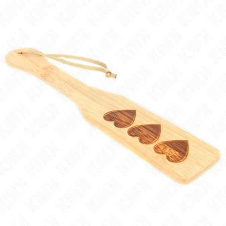 KINK Bamboo Paddle Heart Pattern 32x5.5 cm - Elegant Wooden Impact Tool