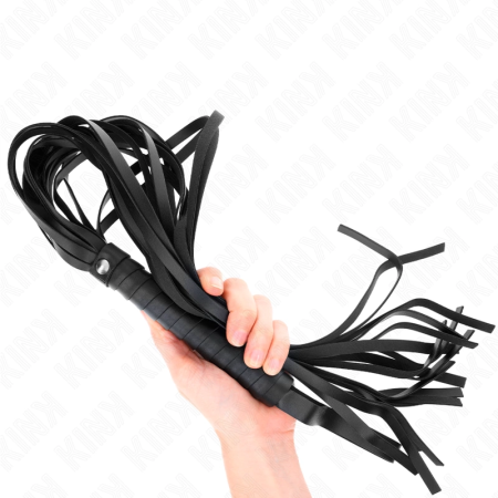 KINK Short Handle Long Tail Whip 70 cm - Black Leather Impact Tool