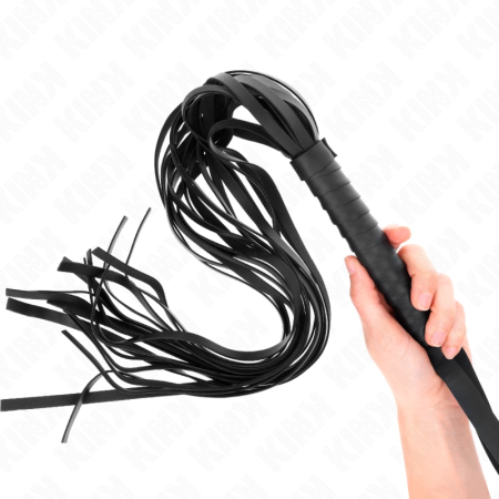 KINK Short Handle Long Tail Whip 70 cm - Black Leather Impact Tool