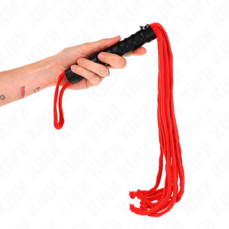 KINK Rojo Rope Whip 56 cm - Durable Multi-Tail Impact Tool, Red