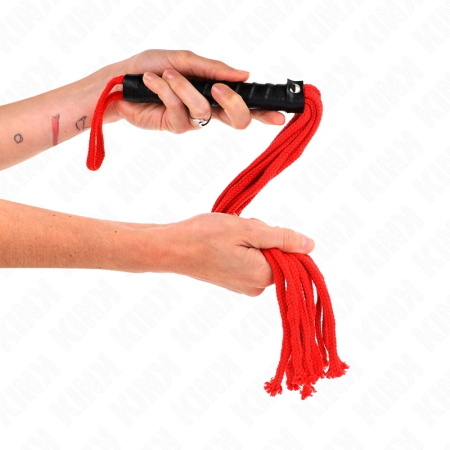 KINK Rojo Rope Whip 56 cm - Durable Multi-Tail Impact Tool, Red