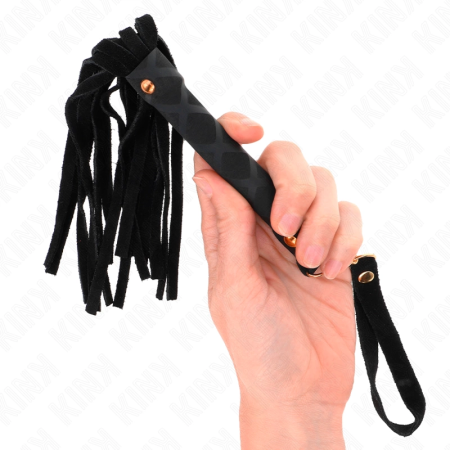 KINK Black Suede Mini Whip 30cm - Elegant Faux Leather Impact Tool