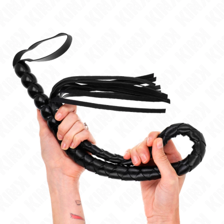 KINK Beaded Snake Whip 80 cm - Professional Impact Toy, Black