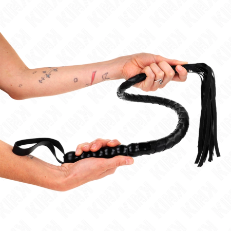KINK Beaded Snake Whip 80 cm - Professional Impact Toy, Black
