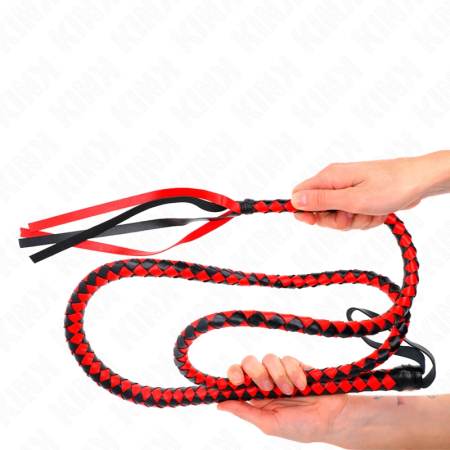 KINK Red Long Snake Whip 210 cm - Flexible Faux Leather Impact Model