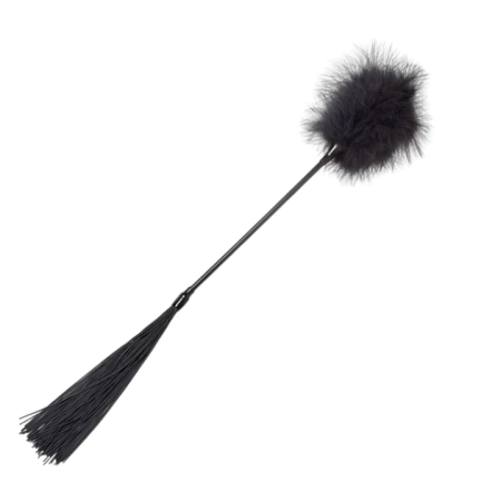 Secret Play Dual-Sided Intimate Accessory Black Feather & Whip 21cm