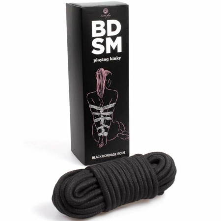 Secret Play Bondage Rope 10m Black - Durable Soft Cotton-Polyester