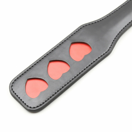 Ohmama Fetish Hearts Paddle - Black PVC Impact Accessory 32.6 cm
