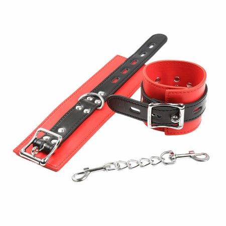 OHMAMA Locking Wrist Restraints Red-Black Adjustable Metal Chain System
