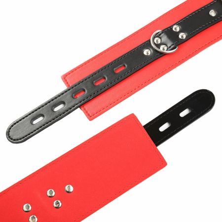 OHMAMA Locking Wrist Restraints Red-Black Adjustable Metal Chain System