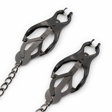 OHMAMA Adjustable Nipple Clamps with Black Metal Chain, Nickel-Free