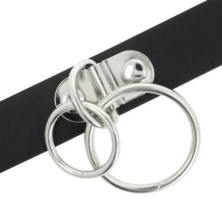 Coquette Chic Desire Vegan Leather Choker Double Ring Black 400mm
