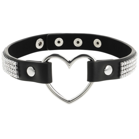 Coquette Chic Desire Vegan Leather Heart Choker Black 39cm