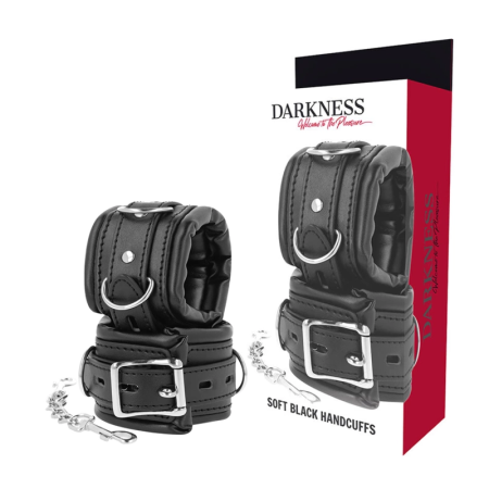 Darkness Padded Hand Restraints PU Leather Adjustable 20 cm Black