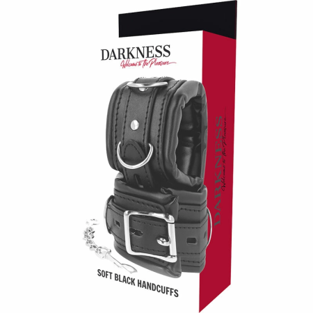 Darkness Padded Hand Restraints PU Leather Adjustable 20 cm Black
