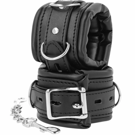 Darkness Padded Hand Restraints PU Leather Adjustable 20 cm Black