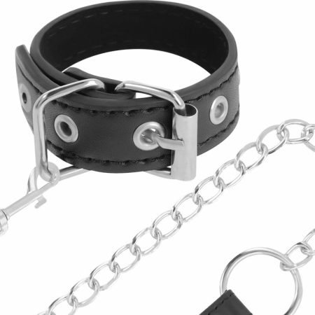 Darkness Adjustable Support Ring with Vegan Leather Strap & Metal Chain