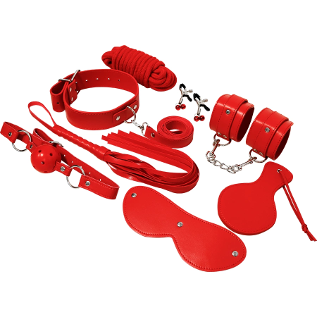 EXPERIENCE Red Series Advanced Bondage Kit - 8-Piece Synthetic Leather Set