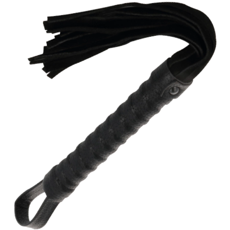 Darkness Bondage Whip Black - Leather Grip Handle, Precision Control