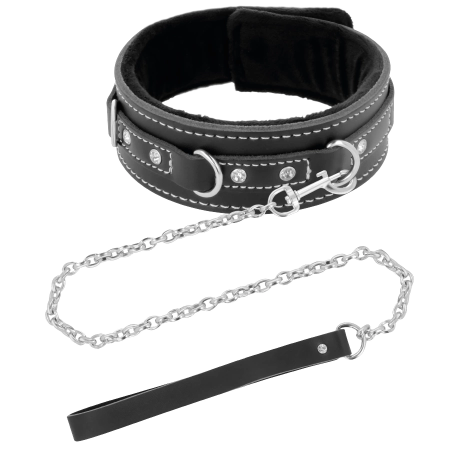 Darkness Leather Neck Accessory with Adjustable Padded Collar & Leash