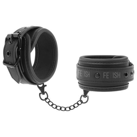 Fetish Submissive Vegan Leather Handcuffs with Neoprene Lining, Adjustable