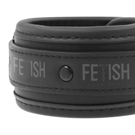 Fetish Submissive Vegan Leather Handcuffs with Neoprene Lining, Adjustable