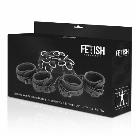 Fetish Submissive Luxury Bed Restraint Set Neoprene Lining Adjustable