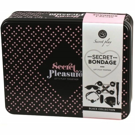 Secretplay 8-Piece Black Bondage Essentials Set - Synthetic Leather, Adjustable