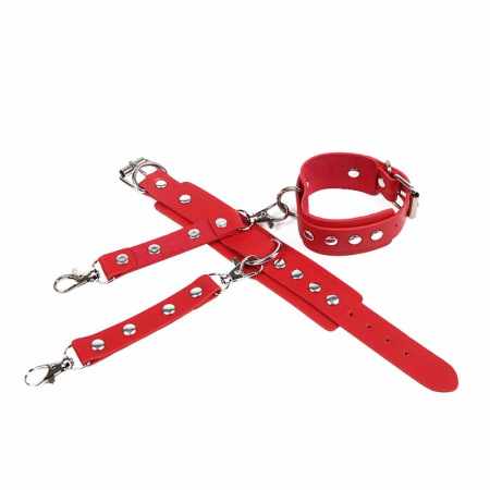 Subblime 953706 Adjustable Handcuffs and Bondage Belt Red One Size